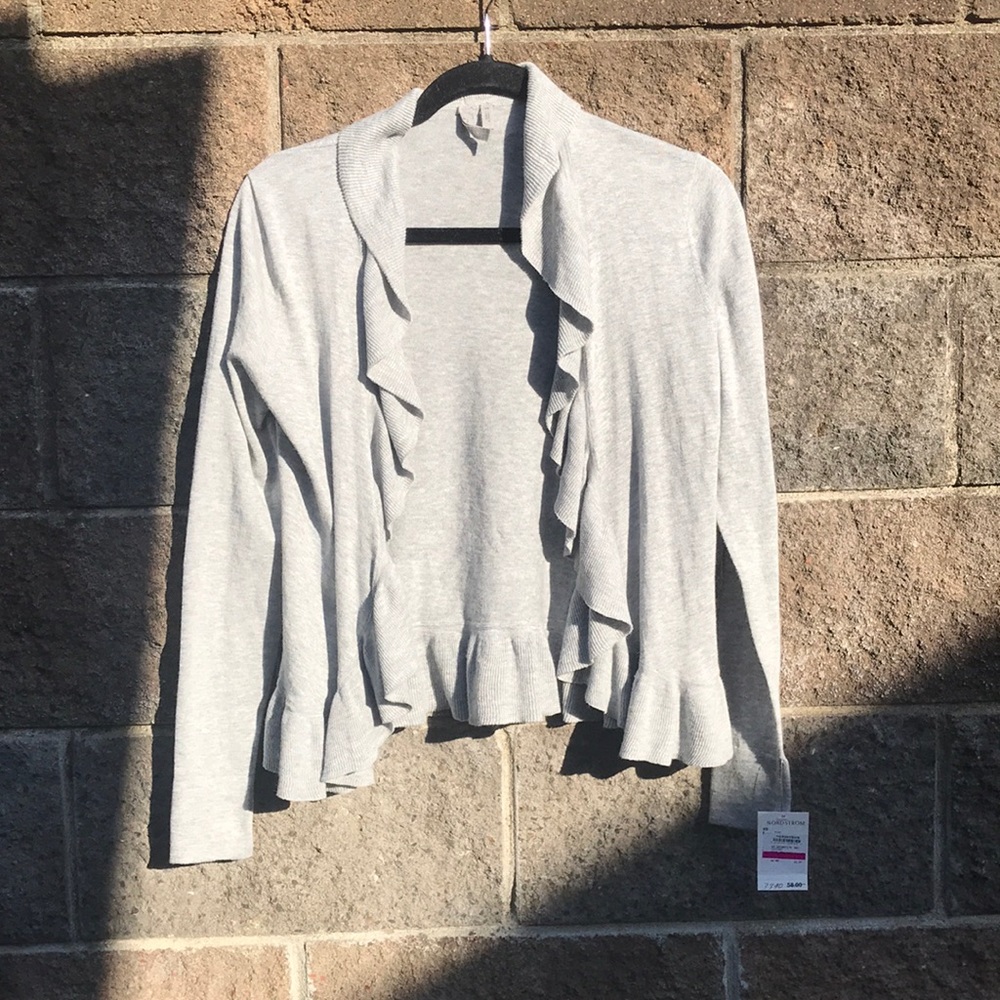 NWT Nordstrom Caslon Ruffle Cardigan Sweater